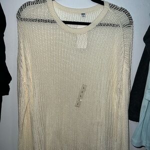 Uniqlo Cream Mesh Knit Sweater